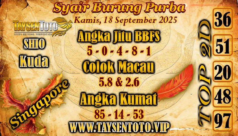 Syair Burung Purba SGP Hari Kamis, 18 September 2025