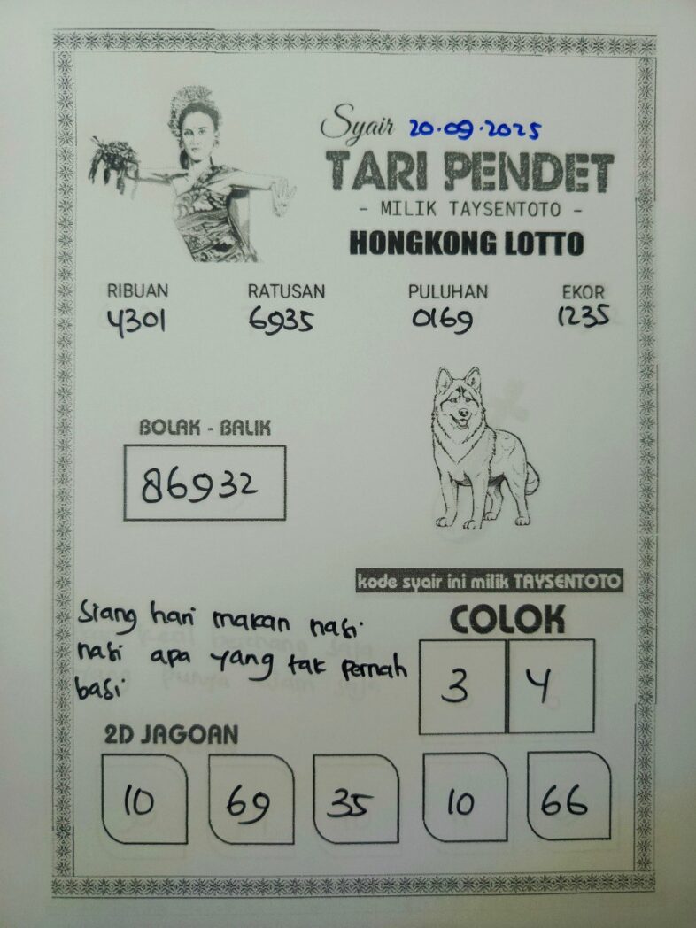 Syair Tari Pendet HK Hari Jumat, 19 September 2025