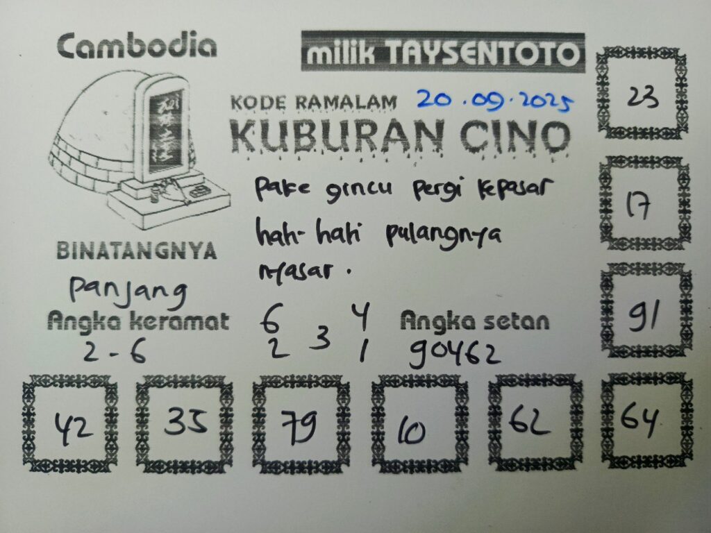 Syair Kuburan Cino Cambodia Hari Ini Jumat, 19 September 2025