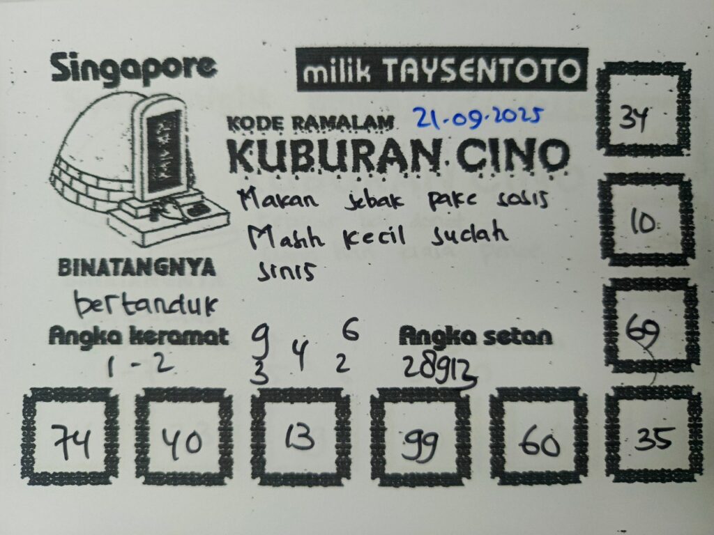 Syair Kuburan Cino SGP Hari ini Minggu, 21 September 2025