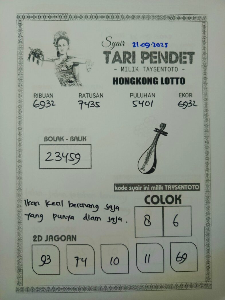 Syair Tari Pendet HK Hari Minggu, 21 September 2025