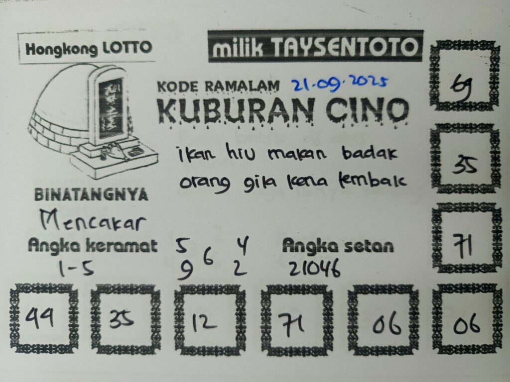 Syair Kuburan Cino HK Hari Minggu, 21 September 2025