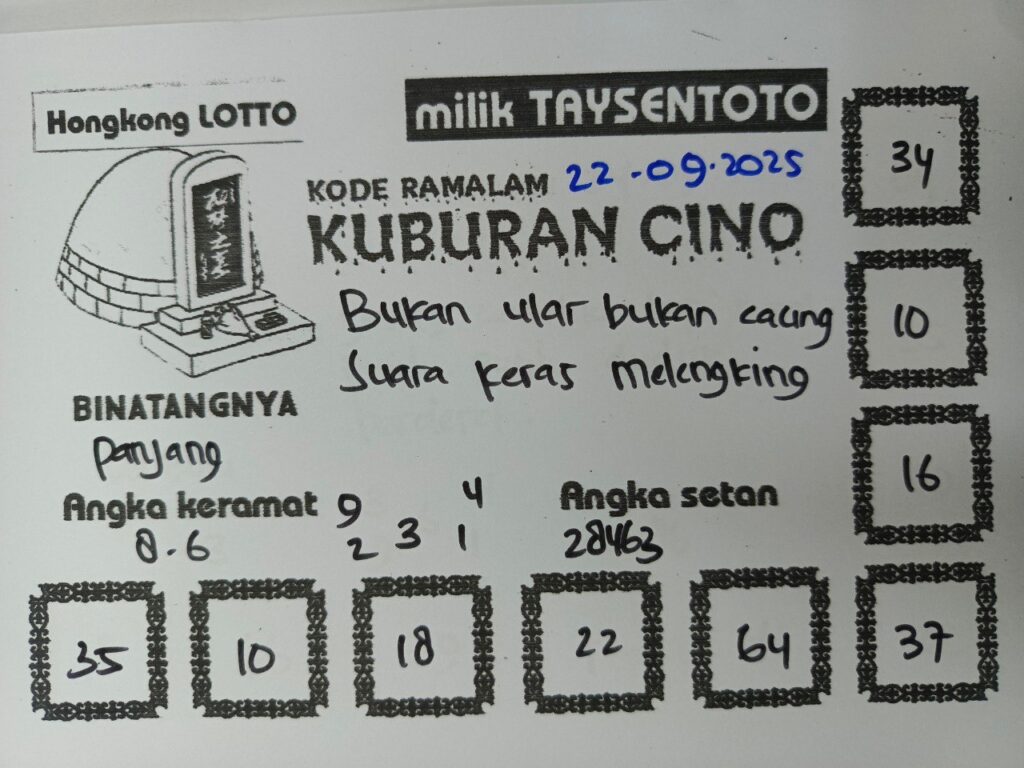Syair Kuburan Cino HK Hari Senin, 22 September 2025