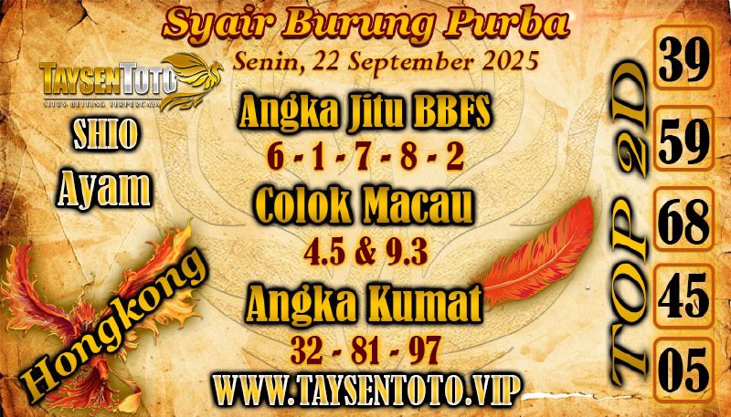 Syair Burung Purba HK Hari Senin, 22 September 2025