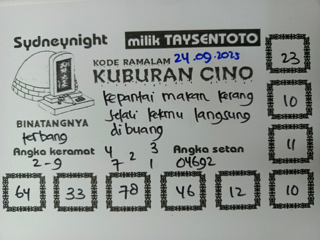 Syair Kuburan Cino SydneyNight Hari ini Rabu, 24 September 2025
