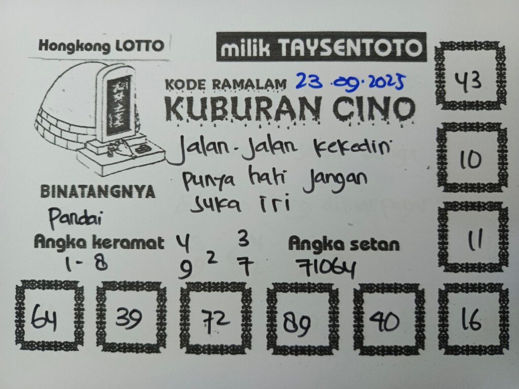 Syair Kuburan Cino HK Hari Selasa, 23 September 2025
