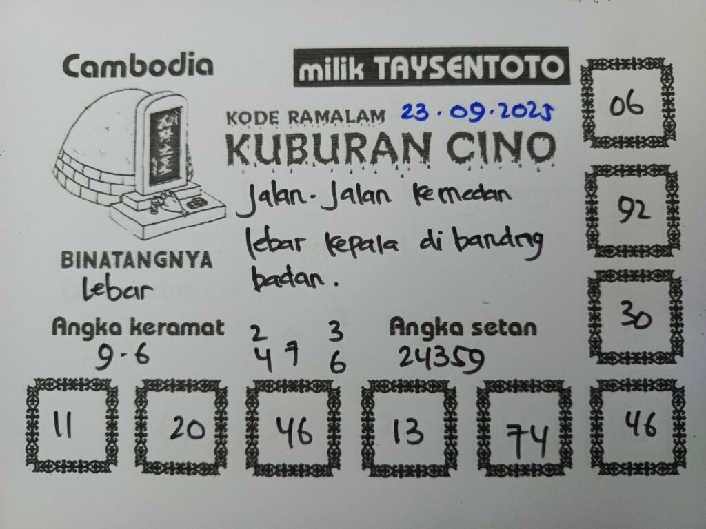 Syair Kuburan Cino Cambodia Hari Ini Selasa, 23 September 2025