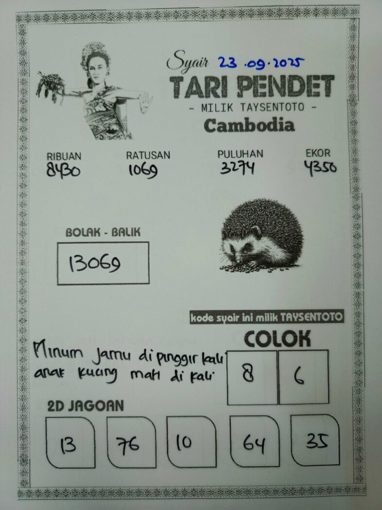 Syair Tari Pendet Cambodia Hari Ini Selasa, 23 September 2025