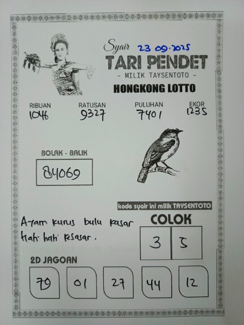 Syair Tari Pendet HK Hari Selasa, 23 September 2025