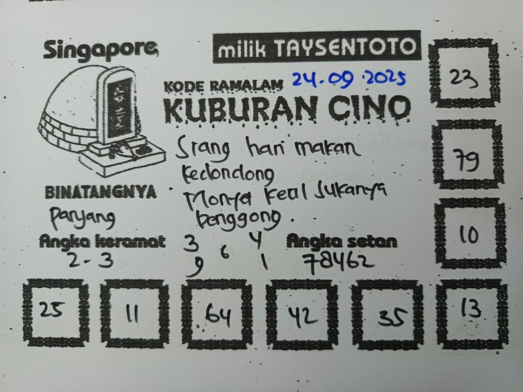 Syair Kuburan Cino SGP Hari ini Rabu, 24 September 2025