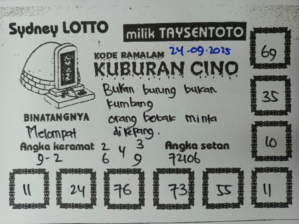 Syair Kuburan Cino Sydney Hari ini Rabu, 24 September 2025