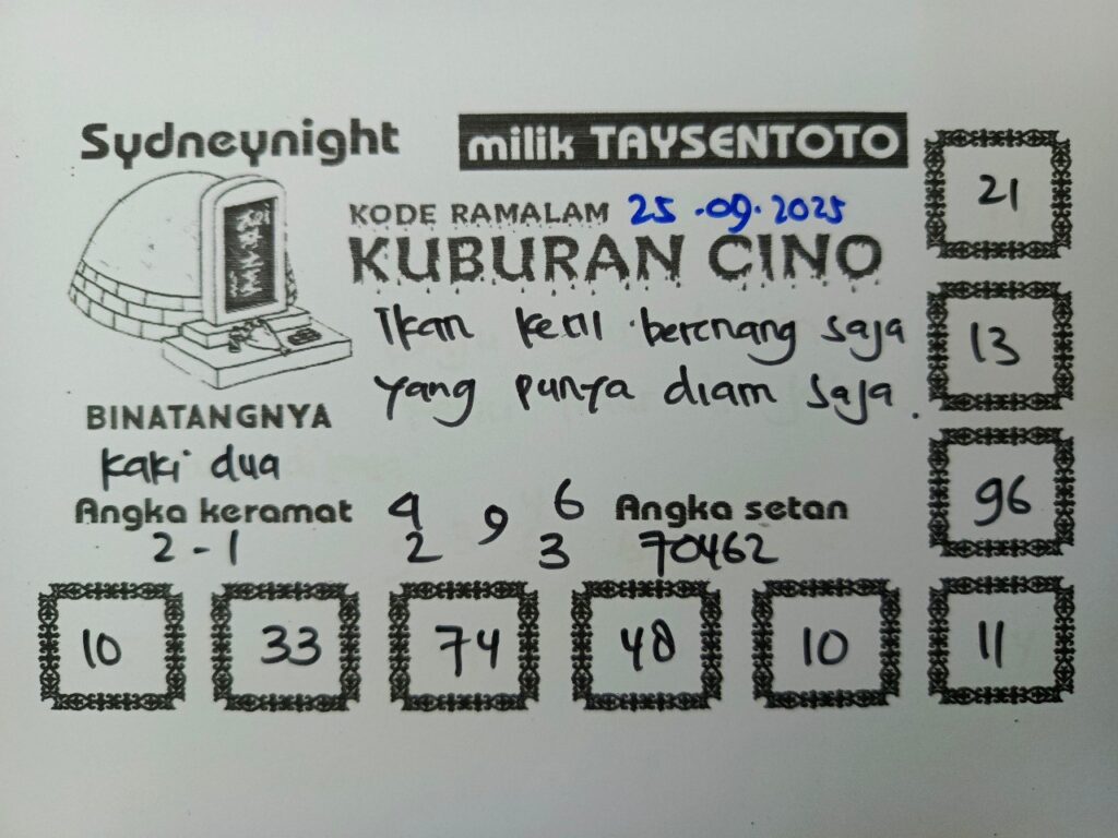 Syair Kuburan Cino SydneyNight Hari ini Kamis, 25 September 2025