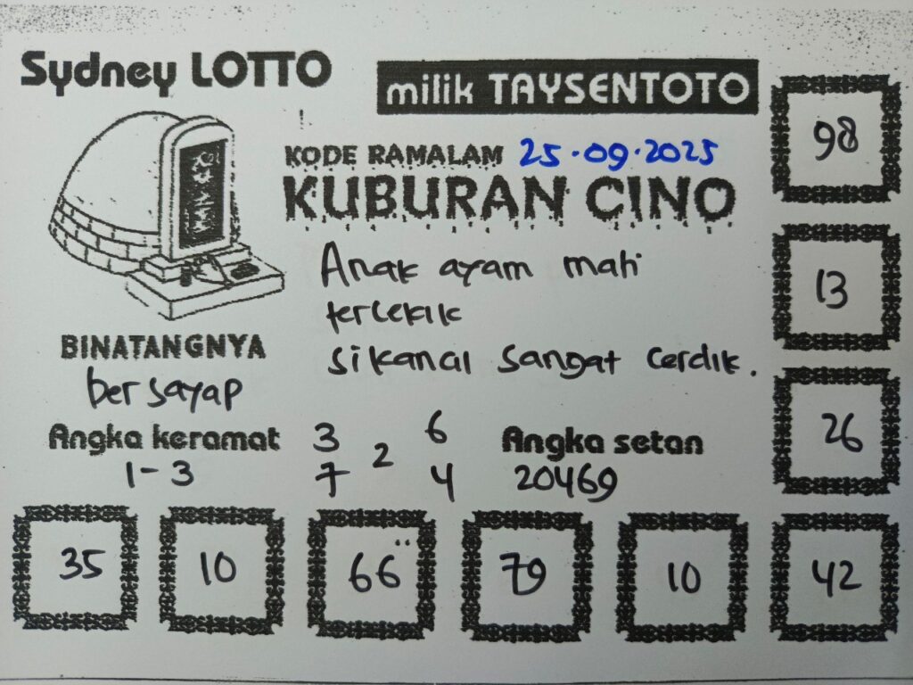 Syair Kuburan Cino Sydney Hari ini Kamis, 25 September 2025