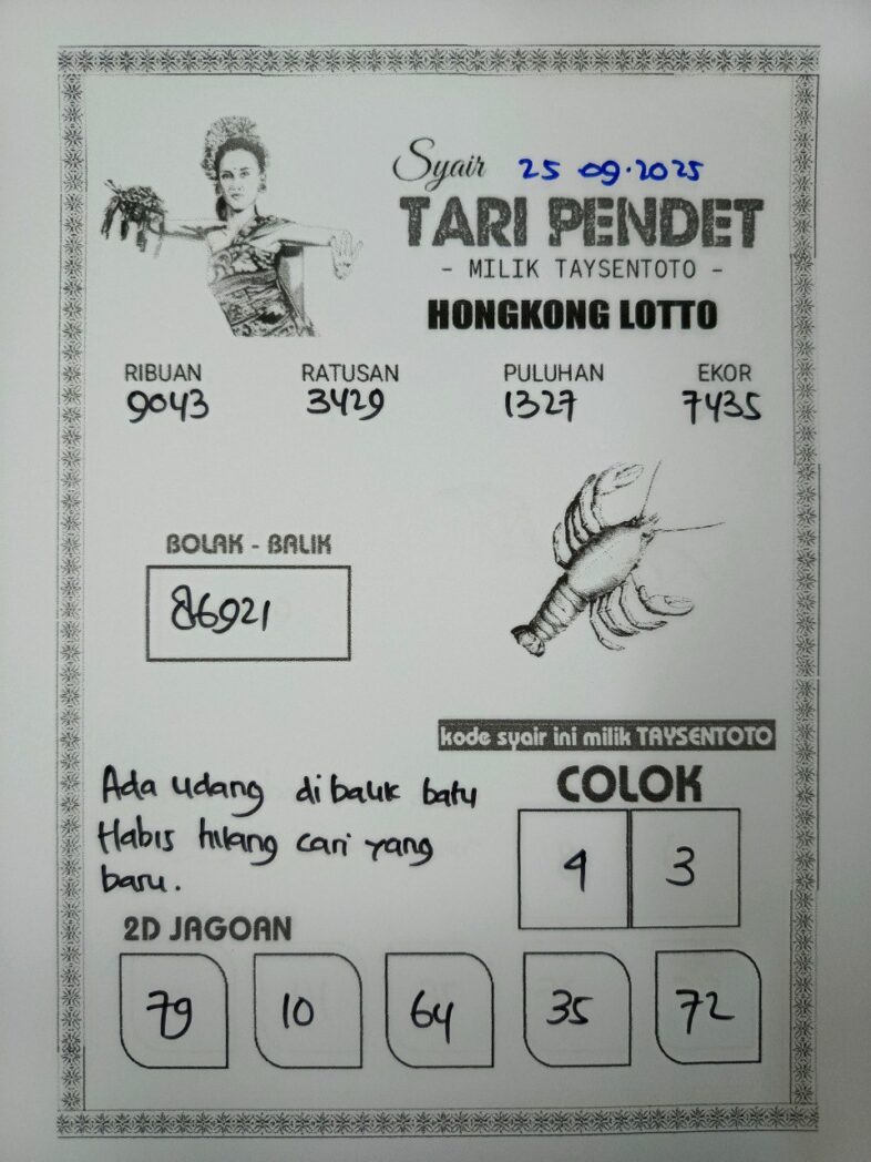 Syair Tari Pendet HK Hari Kamis, 25 September 2025