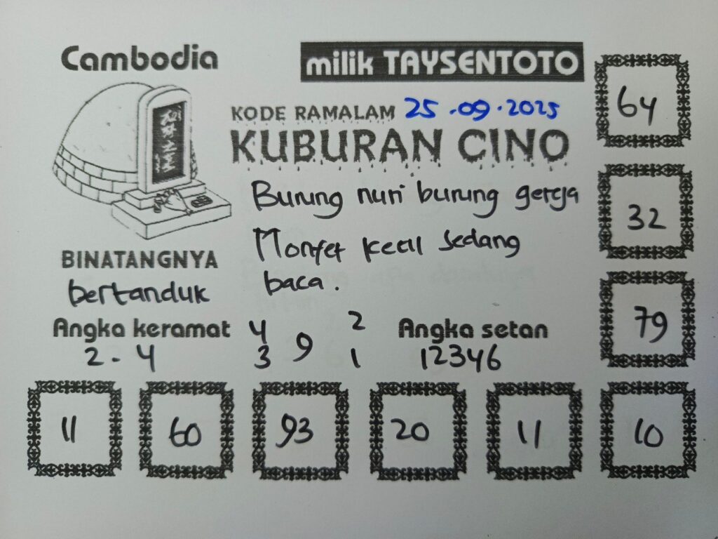 Syair Kuburan Cino Cambodia Hari Ini Kamis, 25 September 2025