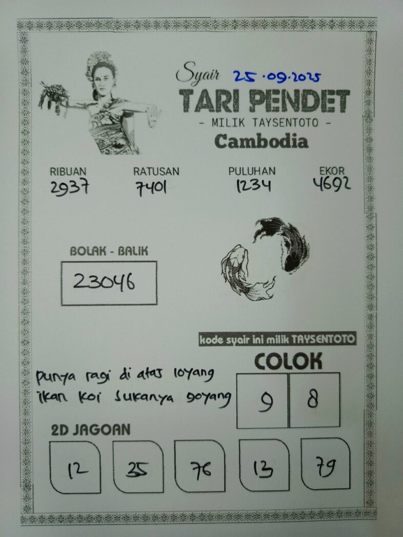 Syair Tari Pendet Cambodia Hari Ini Kamis, 25 September 2025