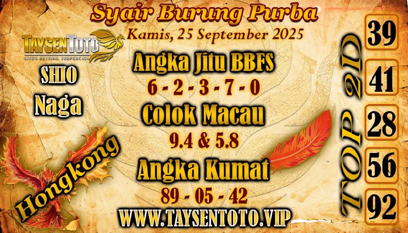Syair Burung Purba HK Hari Kamis, 25 September 2025