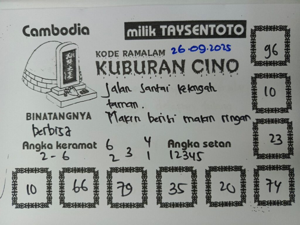 Syair Kuburan Cino Cambodia Hari Ini Jumat, 26 September 2025