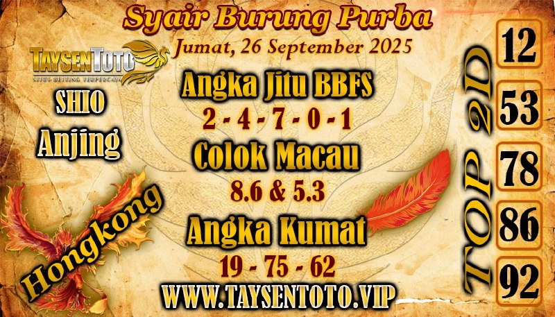 Syair Burung Purba HK Hari Jumat, 26 September 2025