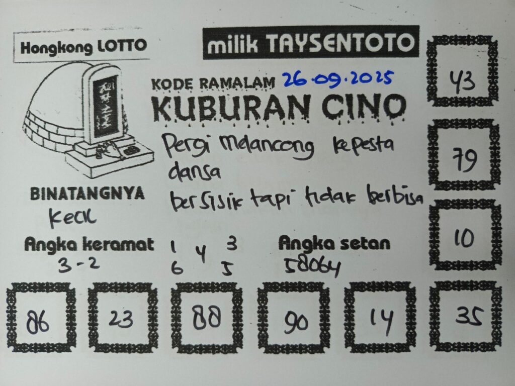 Syair Kuburan Cino HK Hari Jumat, 26 September 2025