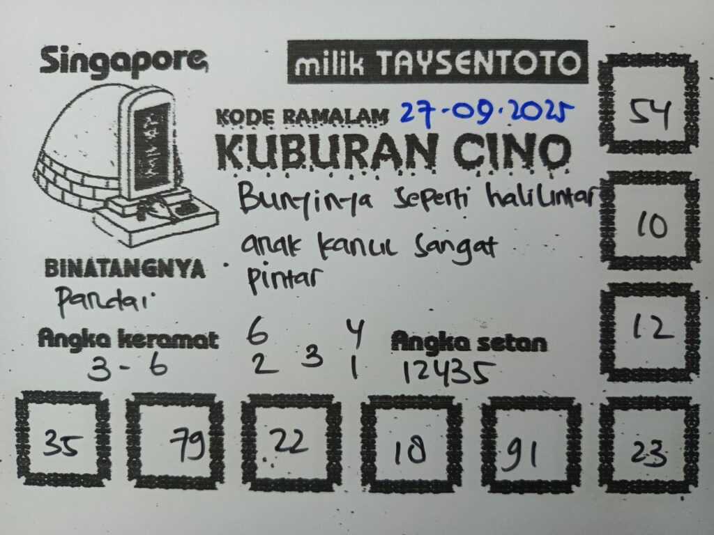 Syair Kuburan Cino SGP Hari ini Sabtu, 27 September 2025