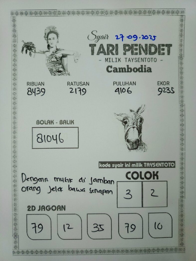 Syair Tari Pendet Cambodia Hari Ini Sabtu, 27 September 2025