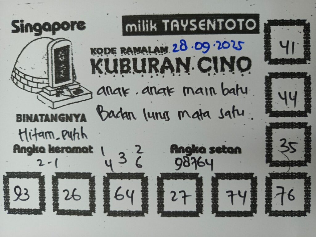 Syair Kuburan Cino SGP Hari ini Minggu, 28 September 2025