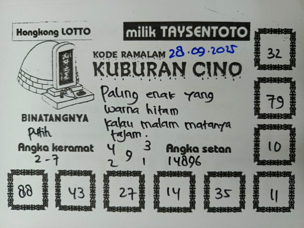 Syair Kuburan Cino HK Hari Minggu, 28 September 2025