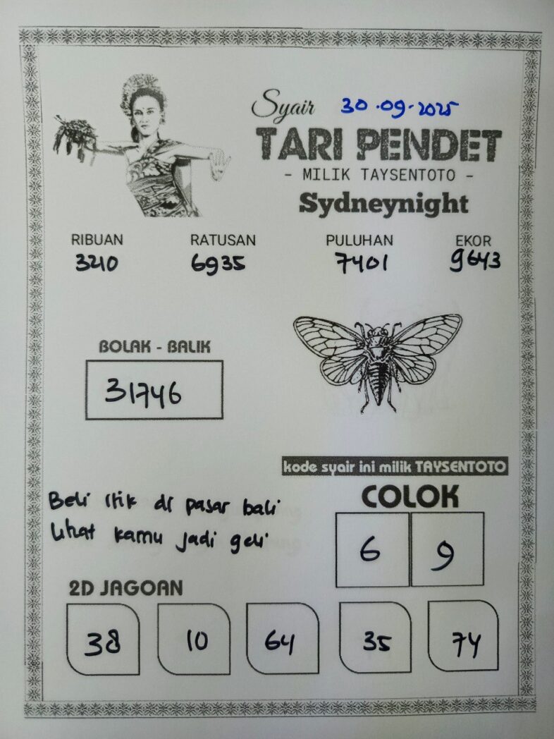 Syair Tari Pendet SydneyNight Hari ini Selasa, 30 September 2025