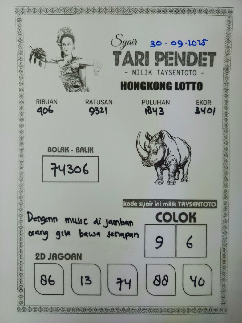 Syair Tari Pendet HK Hari Selasa, 30 September 2025