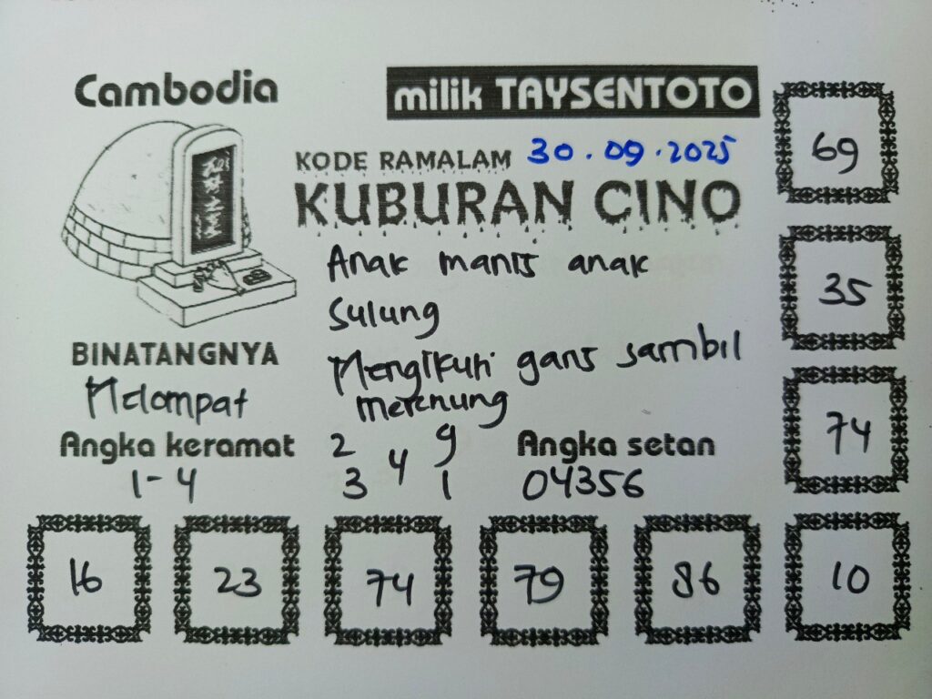 Syair Kuburan Cino Cambodia Hari Ini Selasa, 30 September 2025