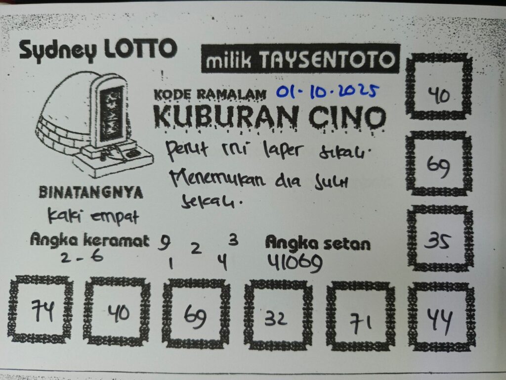 Syair Kuburan Cino Sydney Hari ini Rabu, 01 Oktober 2025