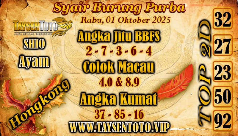 Syair Burung Purba HK Hari Rabu, 01 Oktober 2025
