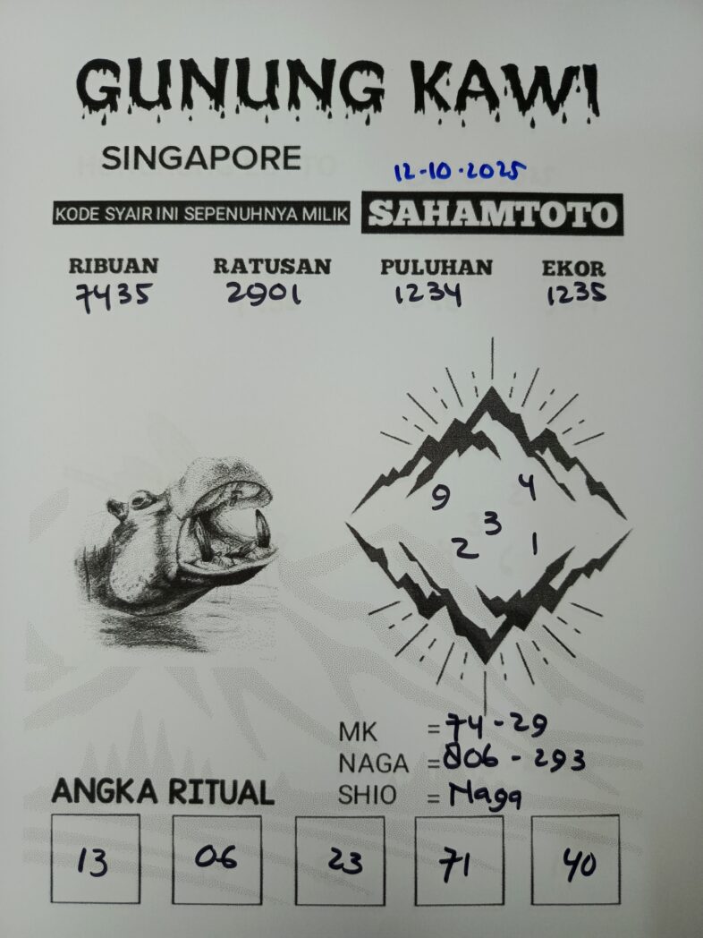 Syair Rintihan Lutung SINGAPORE Pools Hari ini Minggu 12 Oktober 2025