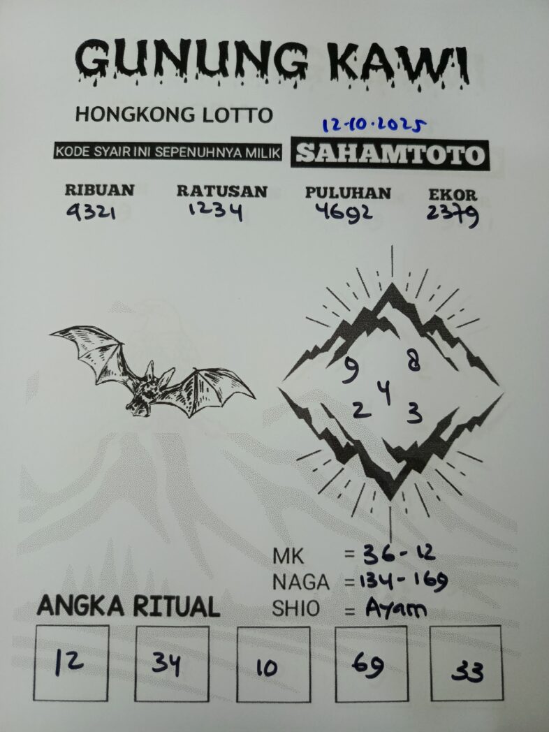 Syair Rintihan Lutung Hongkong lotto Hari ini Minggu 12 Oktober 2025