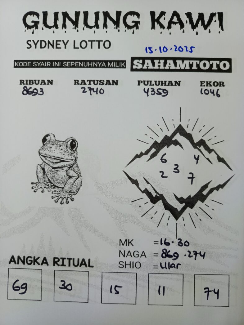 Syair Gunung Kawi SYDNEY LOTTO Hari ini Rabu 15 Oktober 2025