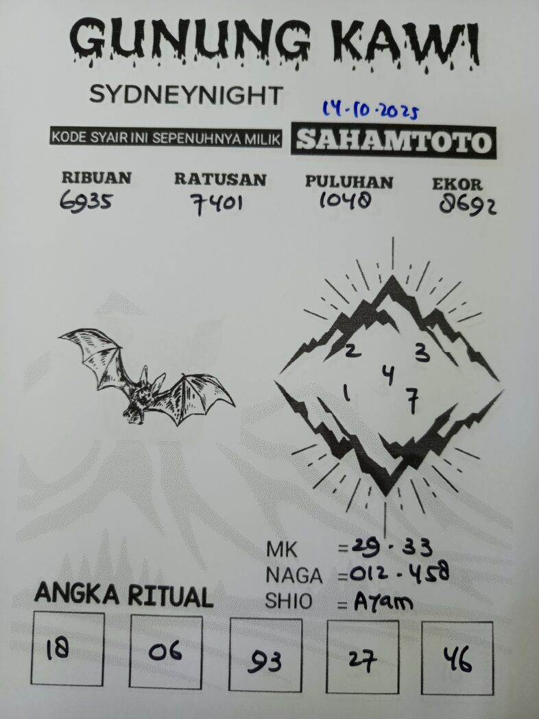 Syair Rintihan Lutung SydneyNight Hari ini Selasa, 14 Oktober 2025