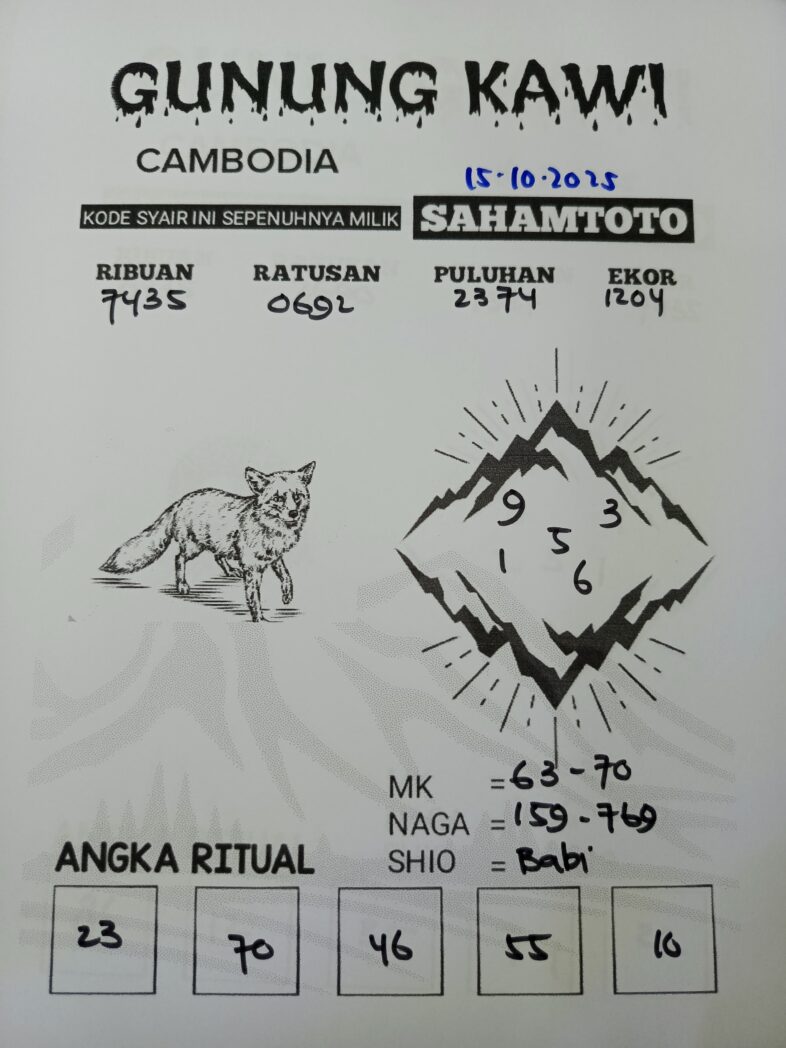 Syair Rintihan Lutung CAMBODIA Pools Hari ini Rabu 15 Oktober 2025