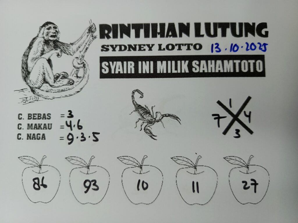 Syair Gunung Kawi Sydney LOTTO Hari ini Senin 13 Oktober 2025