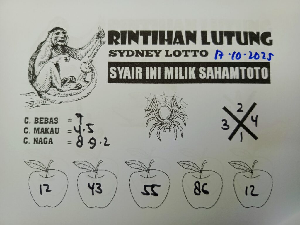 Syair Rintihan Lutung SYDNEY LOTTO Hari ini Jumat 17 Oktober 2025