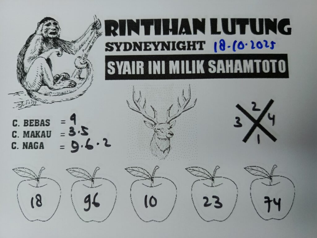 Syair Rintihan Lutung SydneyNight Hari ini Sabtu, 18 Oktober 2025