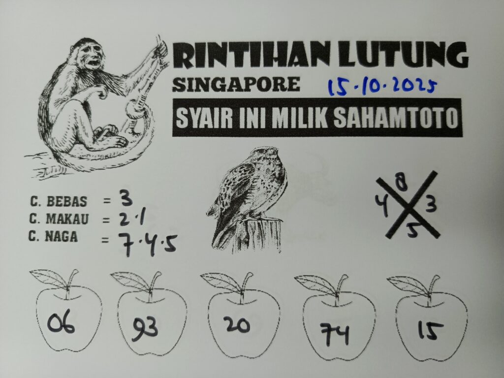 Syair Rintihan Lutung SINGAPORE Pools Hari ini Rabu 15 Oktober 2025