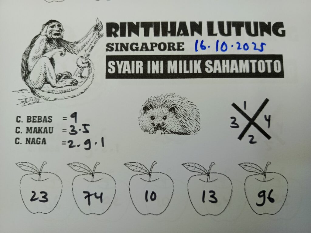 Syair Rintihan Lutung SINGAPORE Pools Hari ini Kamis 16 Oktober 2025