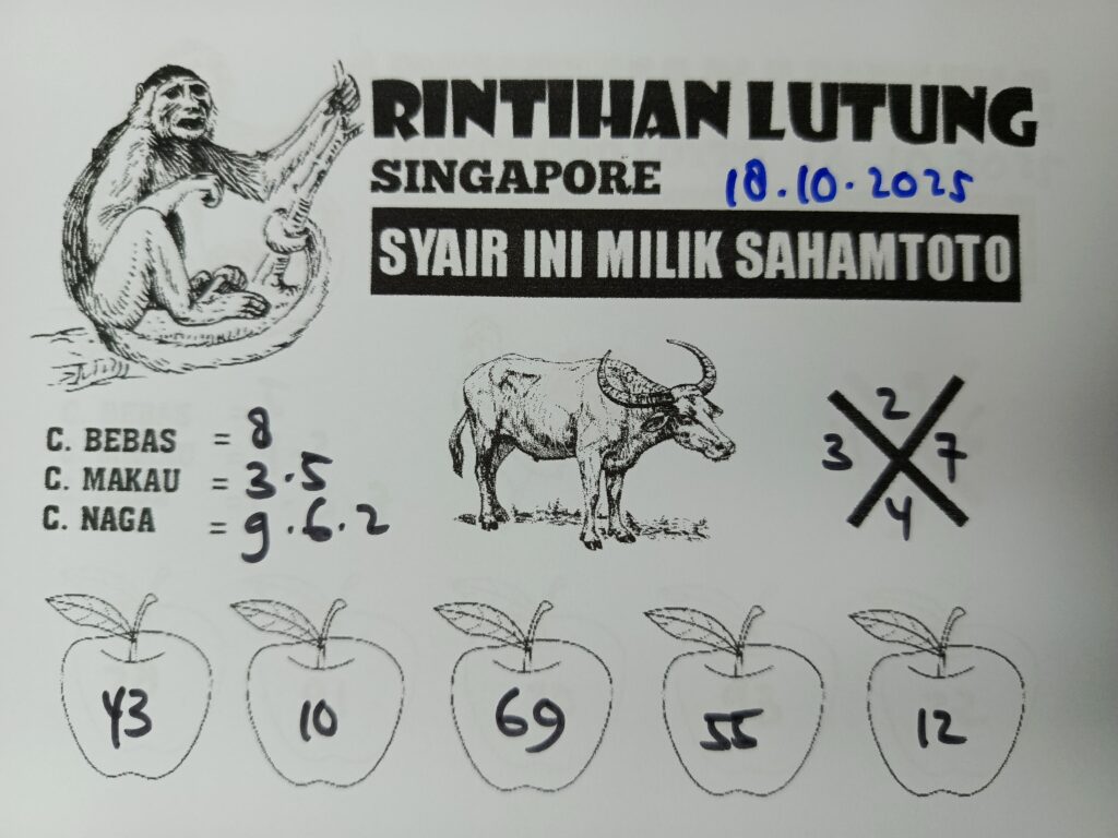 Syair Rintihan Lutung SINGAPORE Pools Hari ini Sabtu 18 Oktober 2025