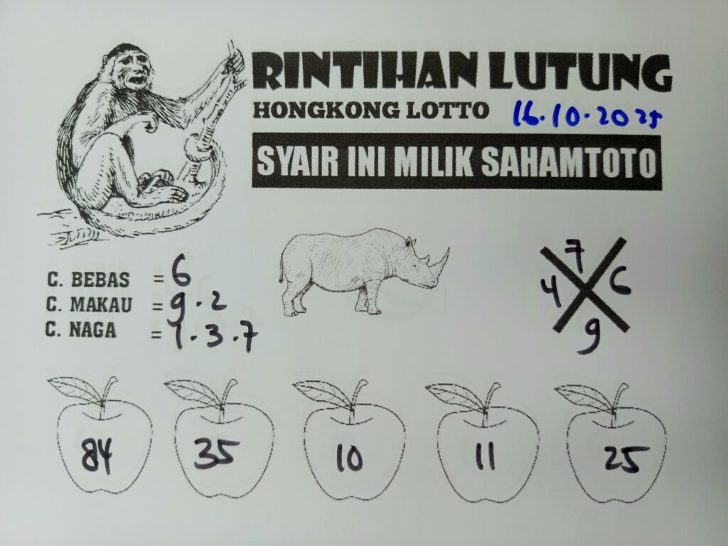 Syair Rintihan Lutung HONGKONG LOTTO Hari ini Kamis 16 Oktober 2025