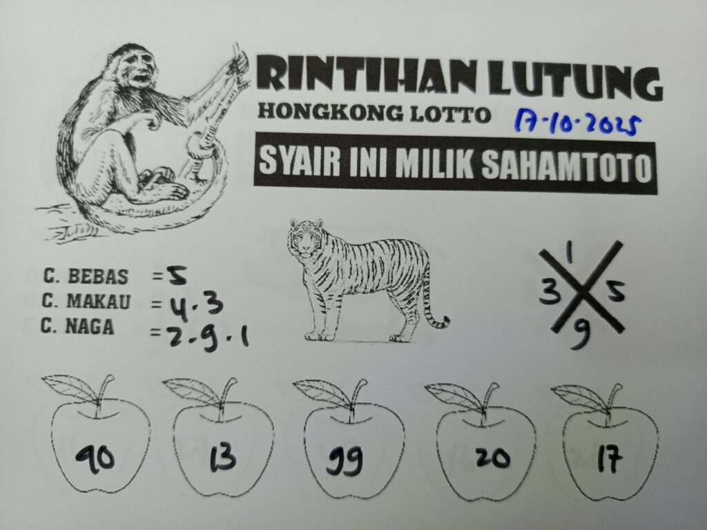 Syair Rintihan Lutung HONGKONG LOTTO Hari ini Jumat 17 Oktober 2025