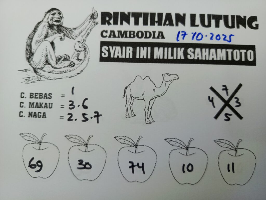 Syair Rintihan Lutung CAMBODIA Pools Hari ini Jumat 17 Oktober 2025