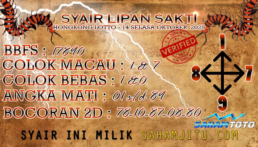 Syair Lipan Sakti HONGKONG LOTTO Hari ini Selasa 14 Oktober 2025