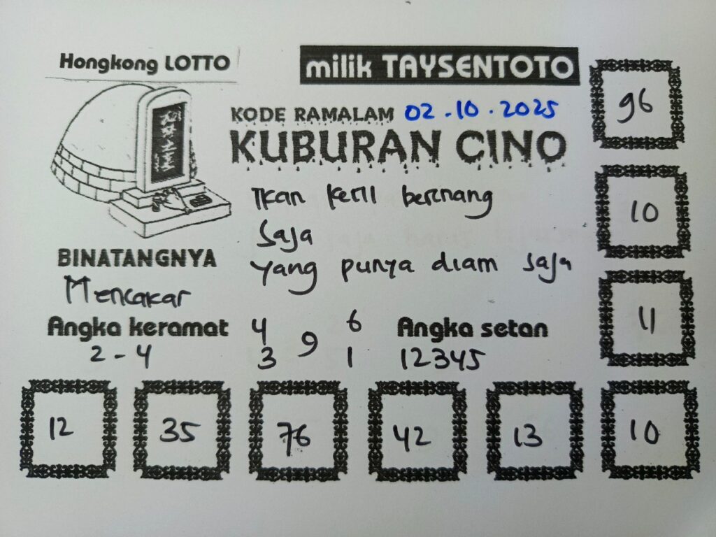 Syair Kuburan Cino HK Hari Kamis, 02 Oktober 2025