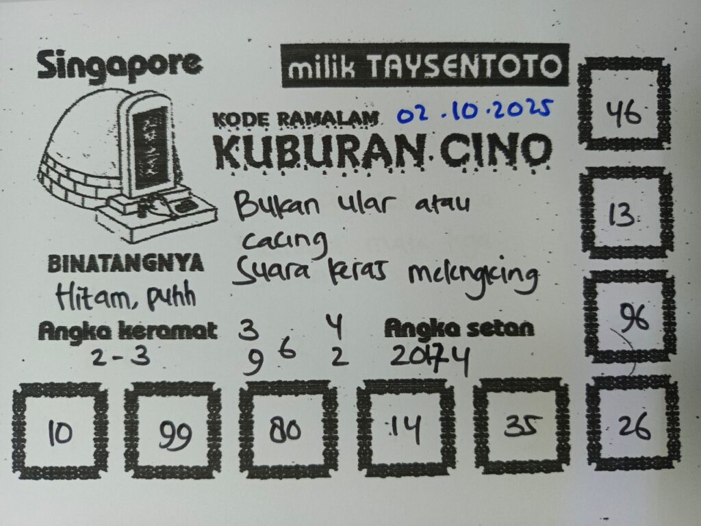 Syair Tari Pendet SGP Hari ini Kamis, 02 Oktober 2025